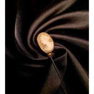 Antique Early XX Century Cameo Lady Hat Pin Stick